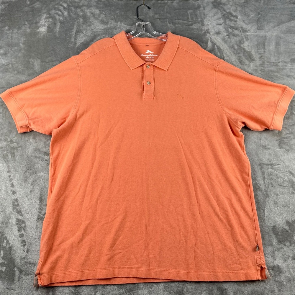 Tommy Bahama Polo Shirt Mens XXL Orange Short Sleeve Pique EUC